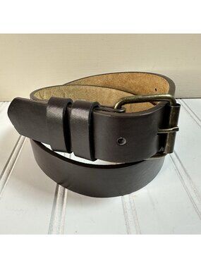 Dark Brown Leather Belt Men’s Size 32” x 1.25” Unisex Boho Casual